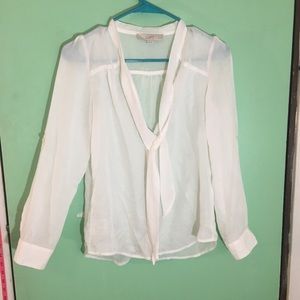 🦋 LOFT White Sheer Blouse XSP